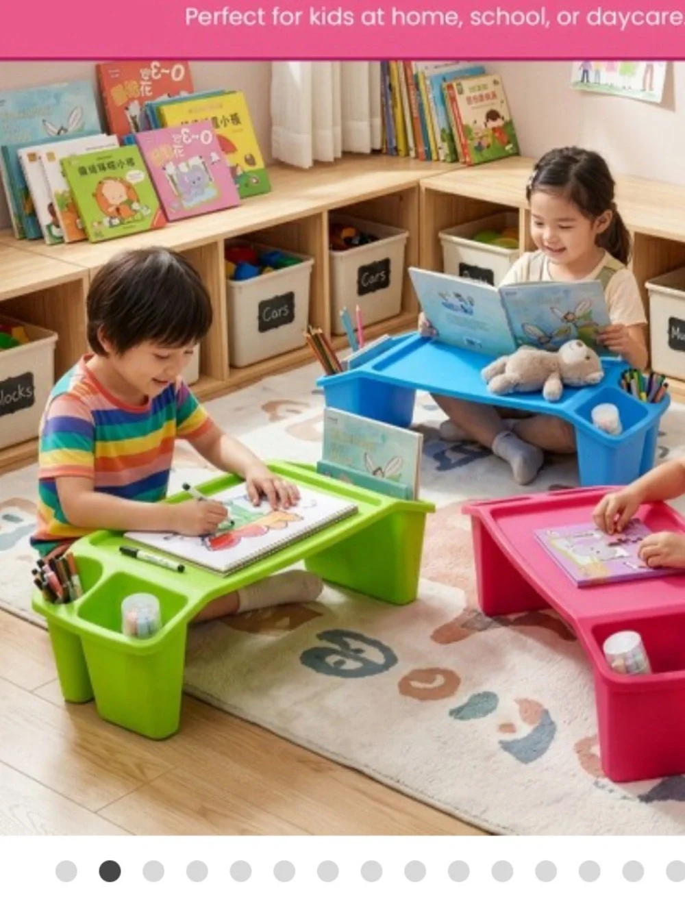 Kids Portable lap desk Activity Tray - Teal glitter